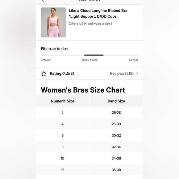 Lululemon Like a Cloud Ribbed Longline Bra, B/C Cup - Vitapink - Size 8 - Picture 6 of 13